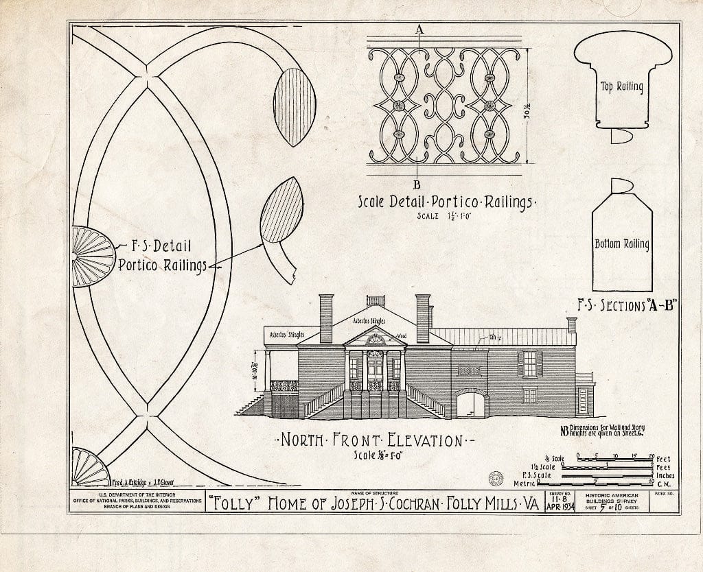 Blueprint HABS VA,8-STAU.V,1- (Sheet 5 of 10) - Folly Farm, Folly Mills Creek, Staunton, Staunton, VA