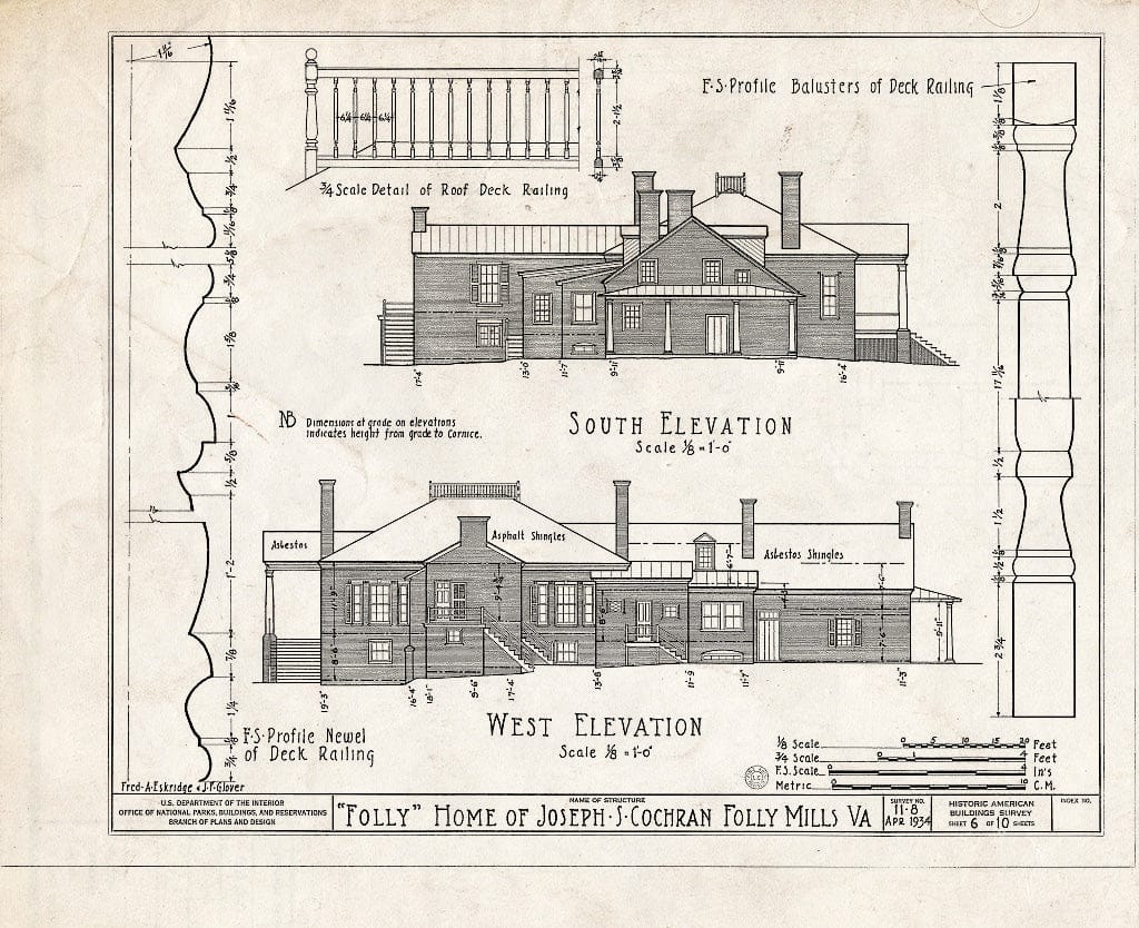 Blueprint HABS VA,8-STAU.V,1- (Sheet 6 of 10) - Folly Farm, Folly Mills Creek, Staunton, Staunton, VA