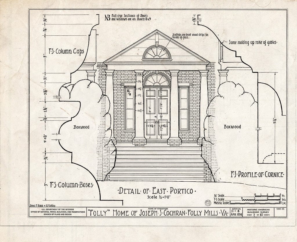 Blueprint HABS VA,8-STAU.V,1- (Sheet 7 of 10) - Folly Farm, Folly Mills Creek, Staunton, Staunton, VA
