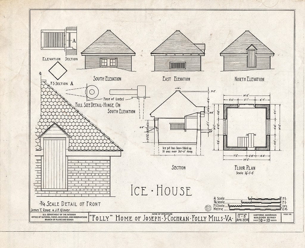 Blueprint HABS VA,8-STAU.V,1- (Sheet 10 of 10) - Folly Farm, Folly Mills Creek, Staunton, Staunton, VA