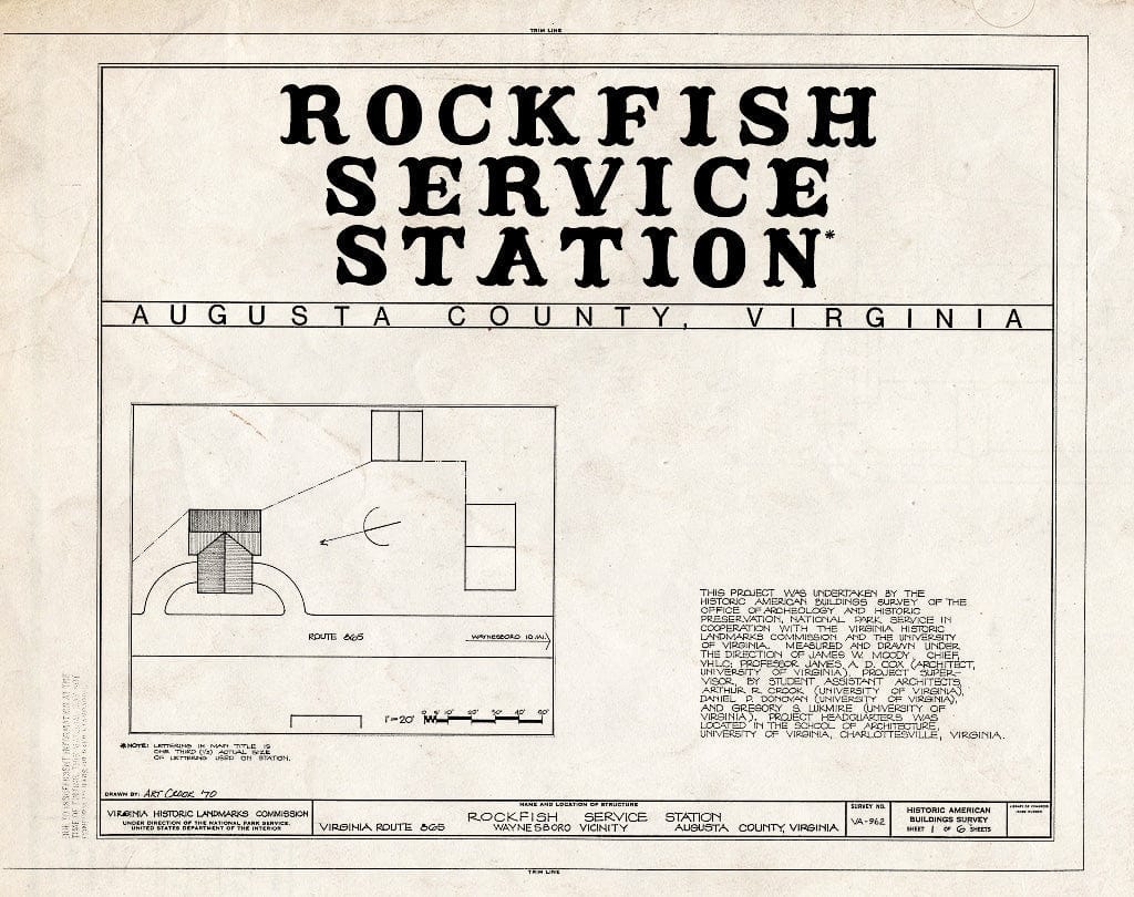 Blueprint HABS VA,8-WANBO.V,2- (Sheet 1 of 6) - Rockfish Service Station, Virginia Route 865, Waynesboro, Waynesboro, VA