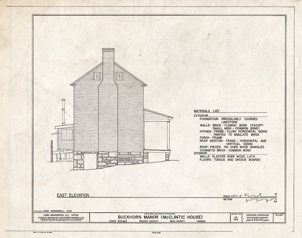 Blueprint HABS VA,9-BACO.V,1- (Sheet 8 of 10) - Buckhorn Manor, State Route 603, Bacova, Bath County, VA
