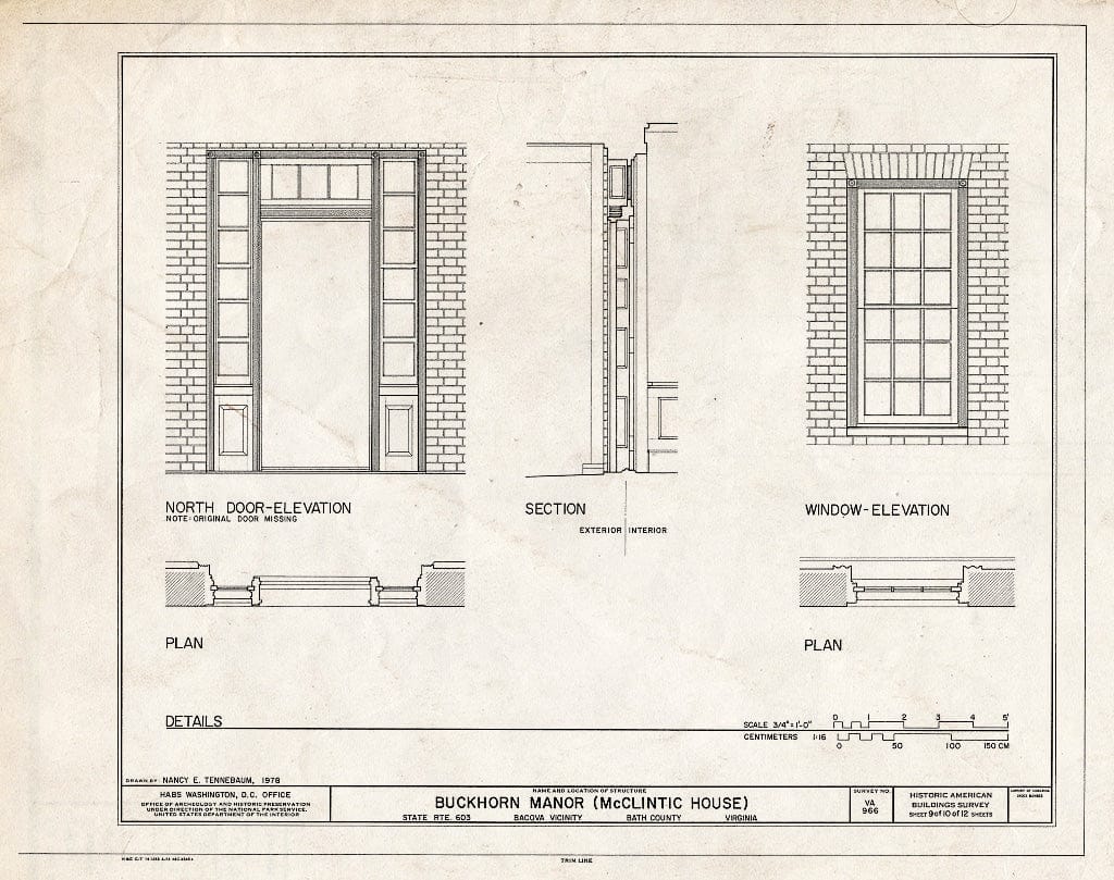 Blueprint HABS VA,9-BACO.V,1- (Sheet 9 of 10) - Buckhorn Manor, State Route 603, Bacova, Bath County, VA