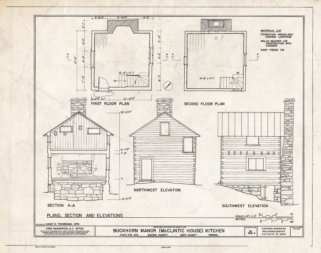 Blueprint HABS VA,9-BACO.V,1A- (Sheet 1 of 1) - Buckhorn Manor, Kitchen, State Route 603, Bacova, Bath County, VA