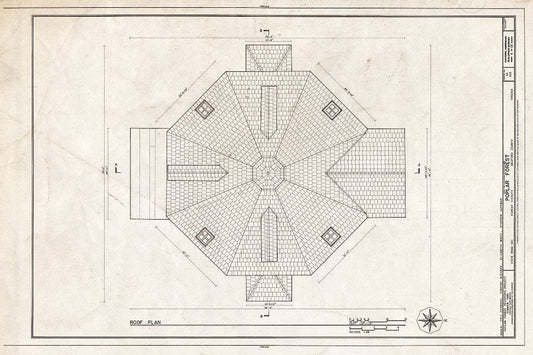 Blueprint 6. Roof Plan - Poplar Forest, State Route 661, Forest, Bedford County, VA