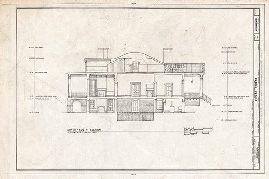 Blueprint 11. North-South Section - Poplar Forest, State Route 661, Forest, Bedford County, VA