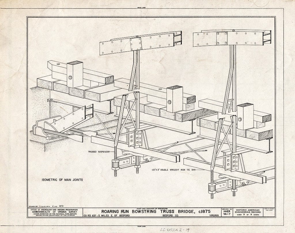 Blueprint HAER VA,10-Bed.V,2- (Sheet 3 of 3) - Roaring Run Bowstring Truss Bridge, Spanning Roaring Run, State Route 657, Bedford, Bedford City, VA