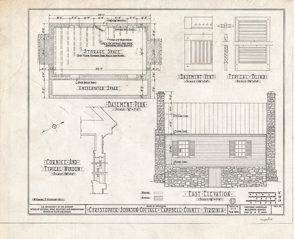 Blueprint HABS VA,16-LYNBU.V,1- (Sheet 2 of 3) - Christopher Johnson Cottage, State Route 126, Lynchburg, Lynchburg, VA