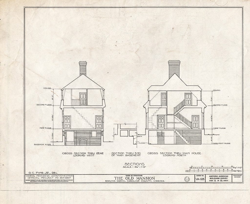 Blueprint HABS VA,17-BOGR,1- (Sheet 8 of 16) - Old Mansion, State Route 2 Vicinity, Bowling Green, Caroline County, VA