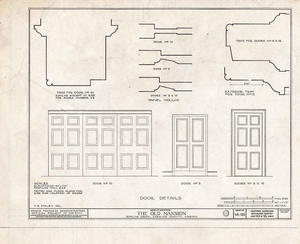Blueprint HABS VA,17-BOGR,1- (Sheet 10 of 16) - Old Mansion, State Route 2 Vicinity, Bowling Green, Caroline County, VA