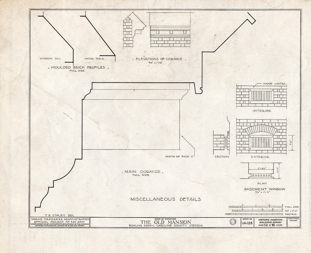 Blueprint HABS VA,17-BOGR,1- (Sheet 12 of 16) - Old Mansion, State Route 2 Vicinity, Bowling Green, Caroline County, VA