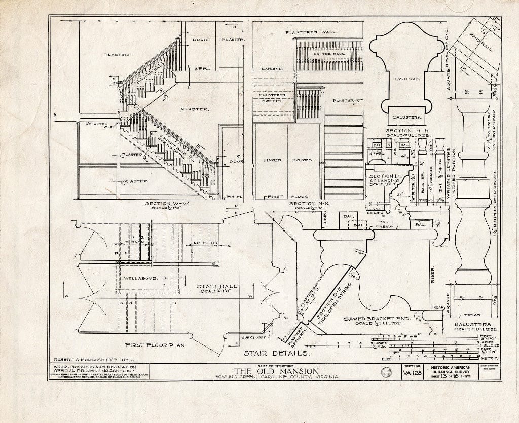 Blueprint HABS VA,17-BOGR,1- (Sheet 13 of 16) - Old Mansion, State Route 2 Vicinity, Bowling Green, Caroline County, VA