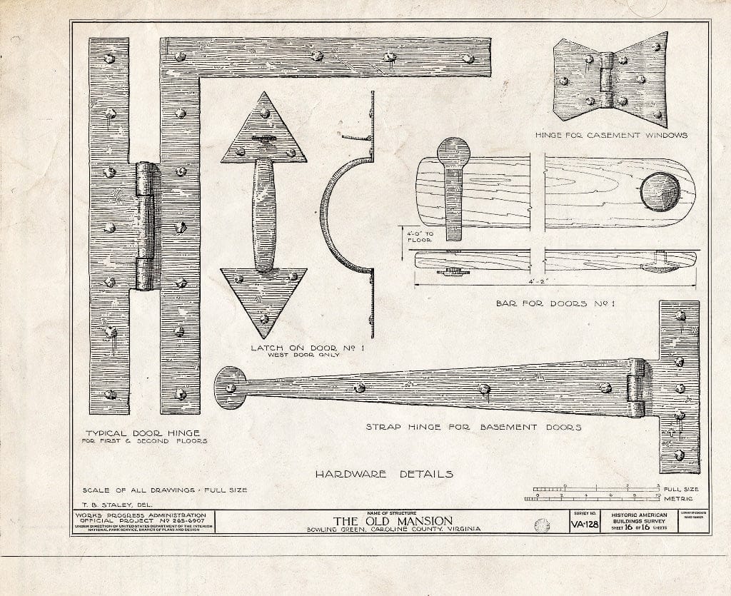 Blueprint HABS VA,17-BOGR,1- (Sheet 16 of 16) - Old Mansion, State Route 2 Vicinity, Bowling Green, Caroline County, VA