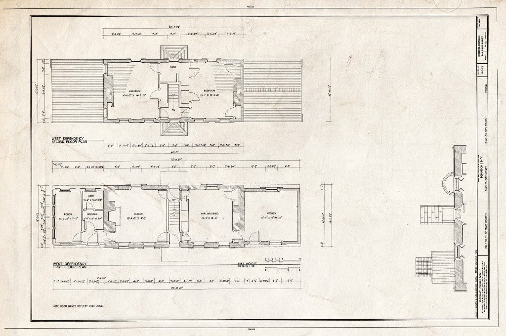 Blueprint HABS VA,19-Charc.V,4- (Sheet 7 of 16) - Berkeley, State Route 5 Vicinity, Charles City, Charles City, VA
