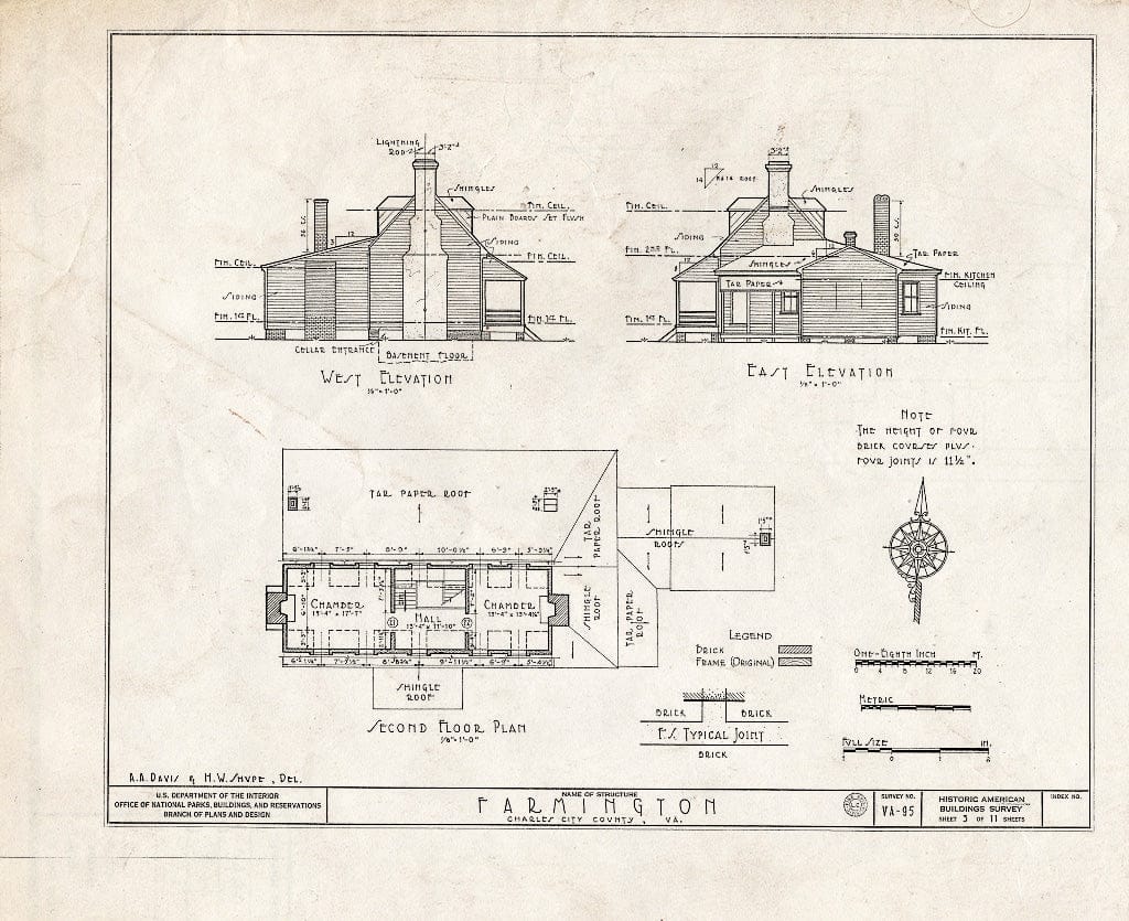 Blueprint HABS VA,19-Charc.V,2- (Sheet 3 of 11) - Farmington, Morris Creek Vicinity, Charles City, Charles City, VA