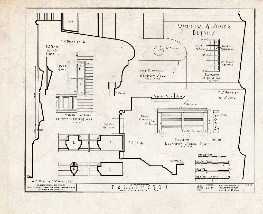 Blueprint HABS VA,19-Charc.V,2- (Sheet 4 of 11) - Farmington, Morris Creek Vicinity, Charles City, Charles City, VA