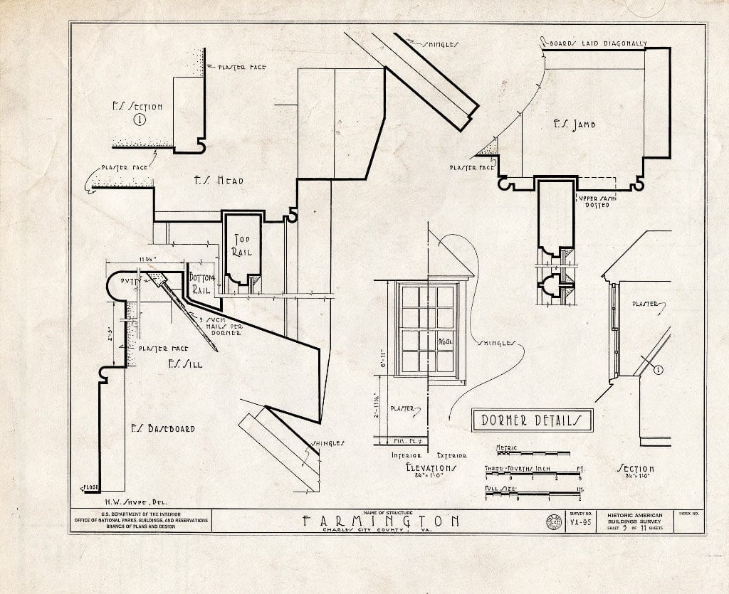 Blueprint HABS VA,19-Charc.V,2- (Sheet 5 of 11) - Farmington, Morris Creek Vicinity, Charles City, Charles City, VA