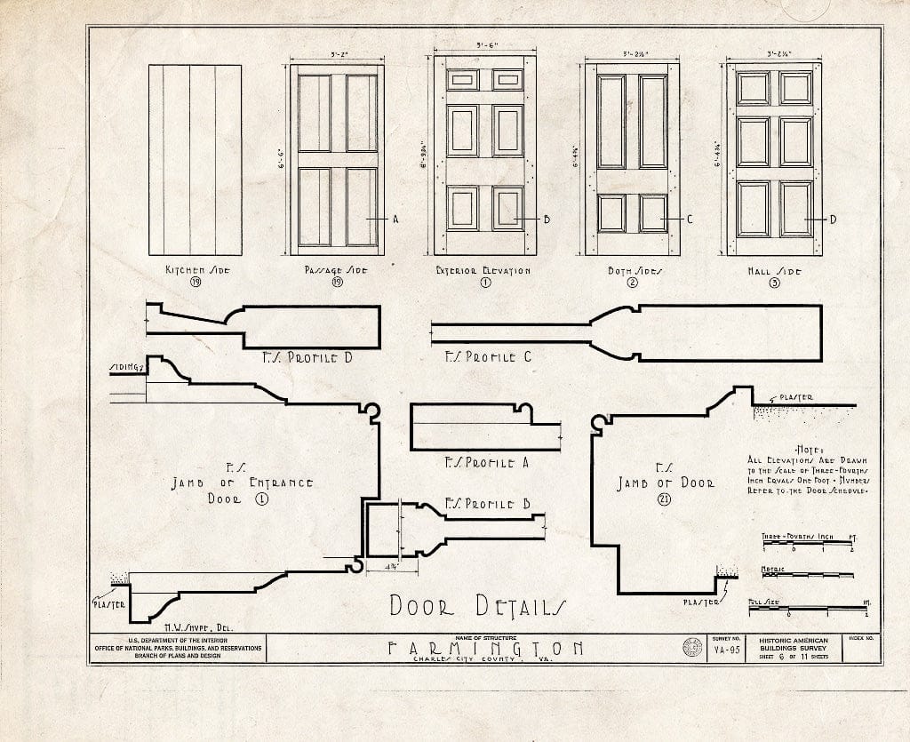 Blueprint HABS VA,19-Charc.V,2- (Sheet 6 of 11) - Farmington, Morris Creek Vicinity, Charles City, Charles City, VA