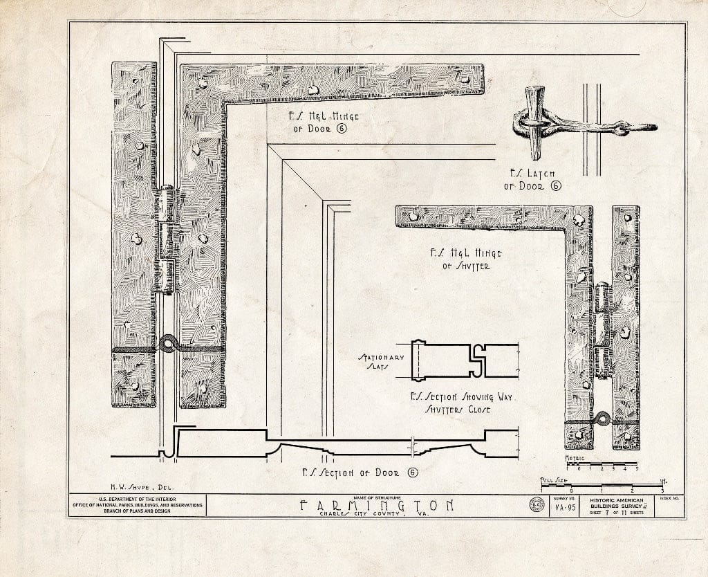 Blueprint HABS VA,19-Charc.V,2- (Sheet 7 of 11) - Farmington, Morris Creek Vicinity, Charles City, Charles City, VA