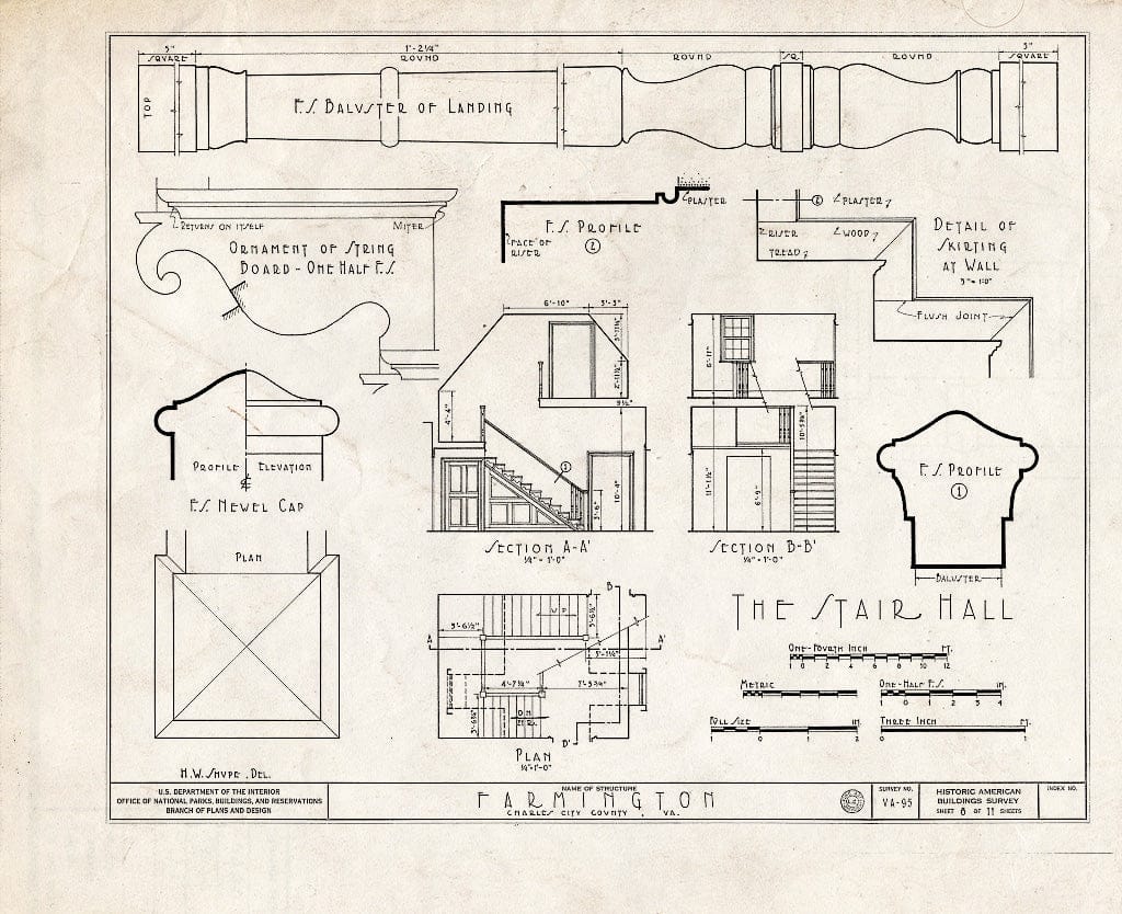 Blueprint HABS VA,19-Charc.V,2- (Sheet 8 of 11) - Farmington, Morris Creek Vicinity, Charles City, Charles City, VA