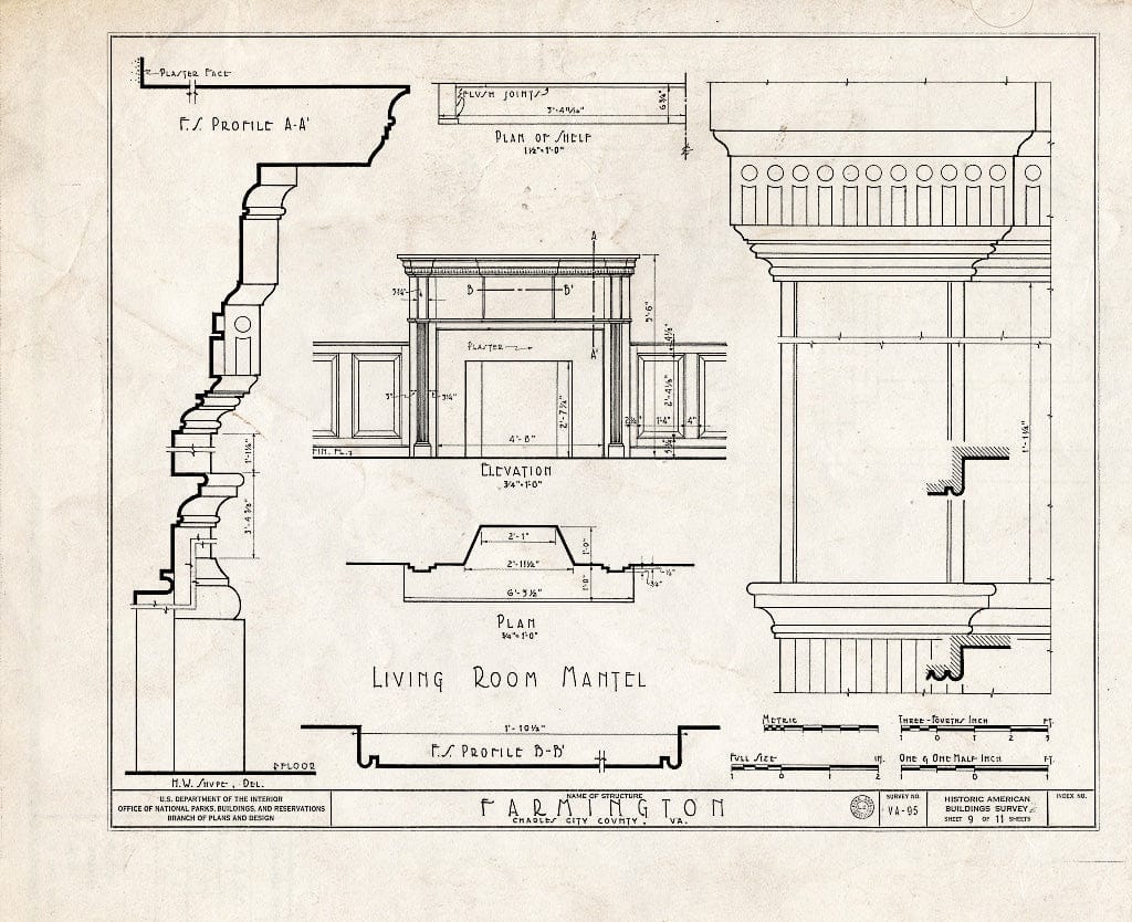 Blueprint HABS VA,19-Charc.V,2- (Sheet 9 of 11) - Farmington, Morris Creek Vicinity, Charles City, Charles City, VA