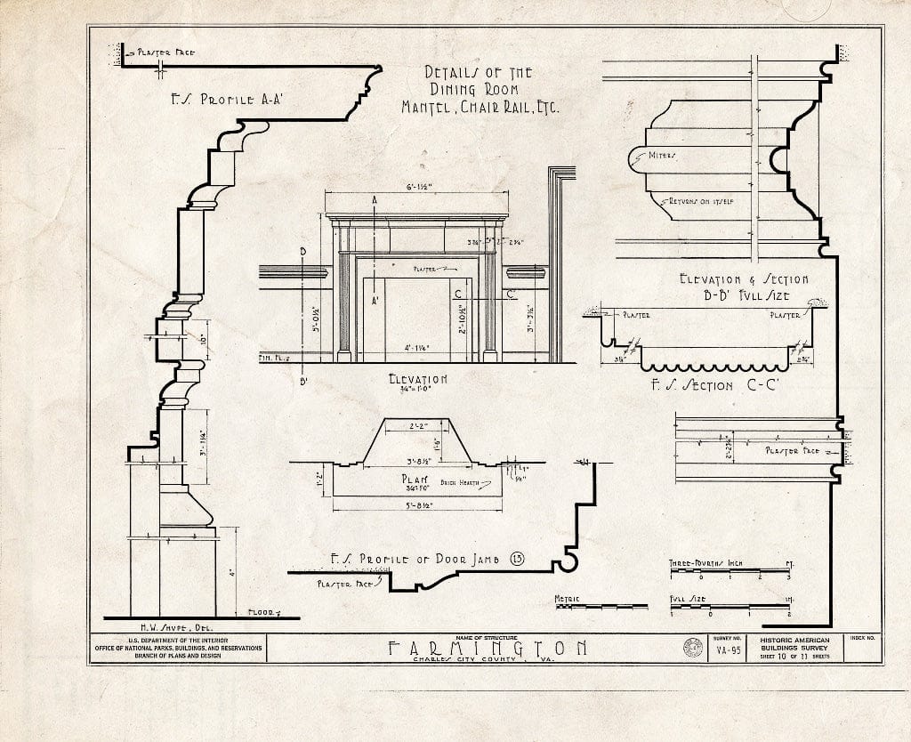 Blueprint HABS VA,19-Charc.V,2- (Sheet 10 of 11) - Farmington, Morris Creek Vicinity, Charles City, Charles City, VA