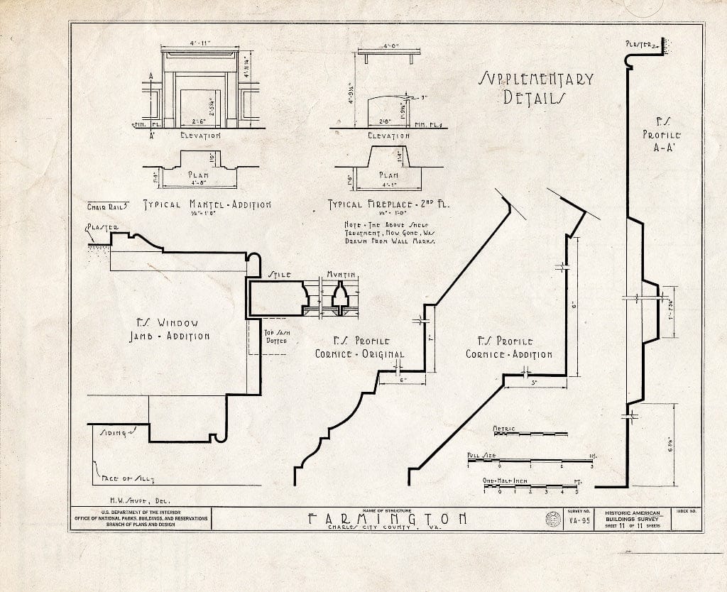 Blueprint HABS VA,19-Charc.V,2- (Sheet 11 of 11) - Farmington, Morris Creek Vicinity, Charles City, Charles City, VA