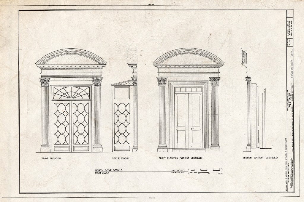 Blueprint HABS VA,19-WEST,1- (Sheet 14 of 33) - Westover, State Route 633, Westover, Charles City, VA