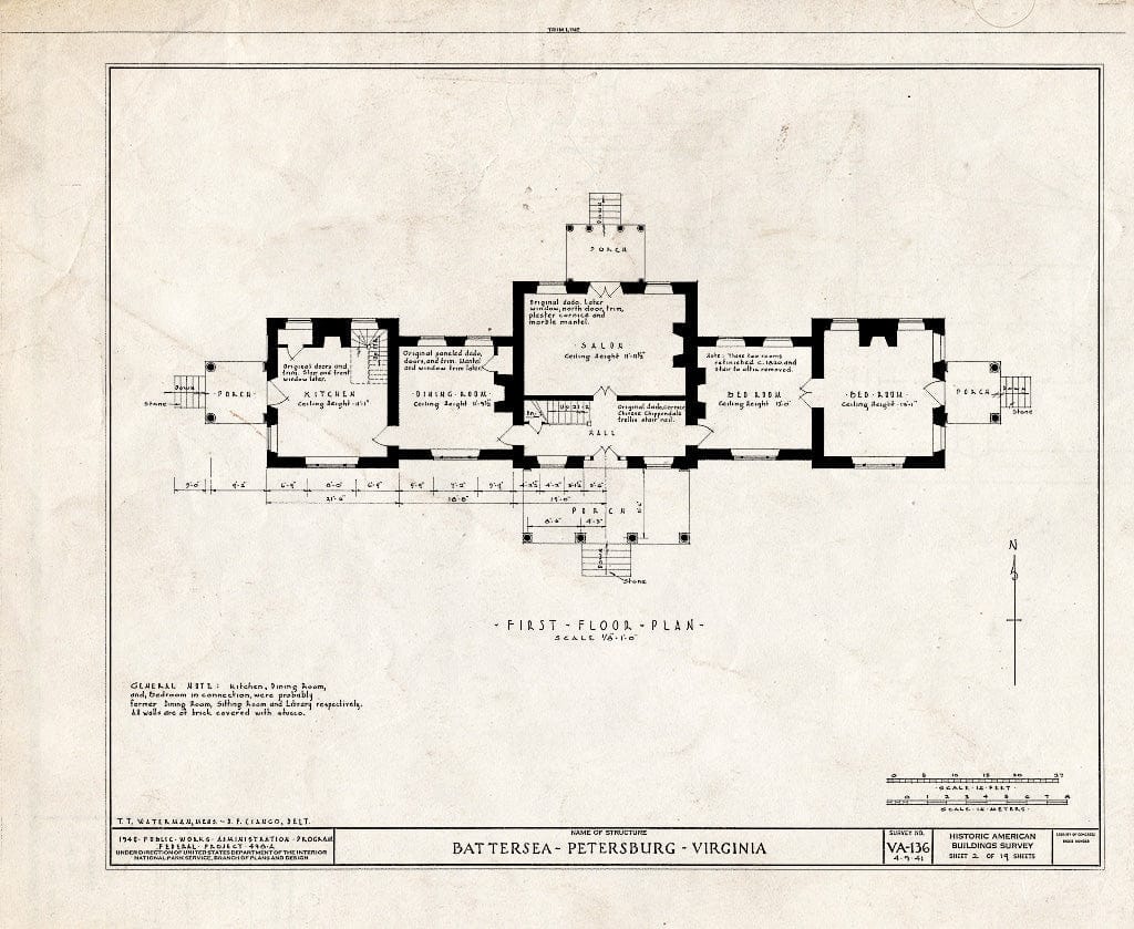 Blueprint HABS VA,27-PET,3- (Sheet 2 of 19) - Battersea, 793 Appomattox Street, Petersburg, Petersburg, VA