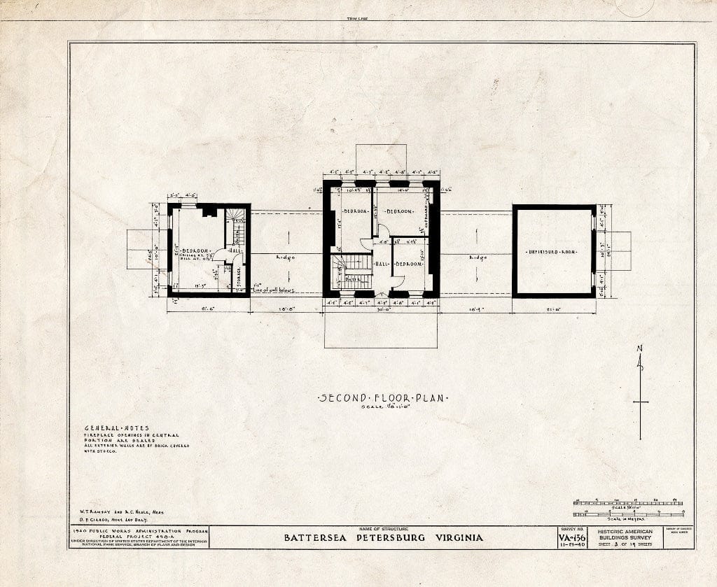 Blueprint HABS VA,27-PET,3- (Sheet 3 of 19) - Battersea, 793 Appomattox Street, Petersburg, Petersburg, VA