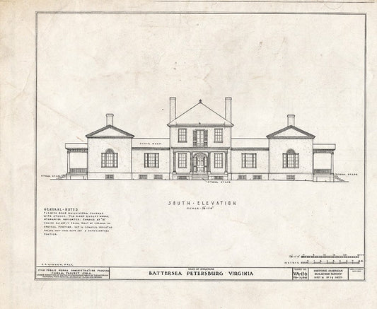 Blueprint HABS VA,27-PET,3- (Sheet 4 of 19) - Battersea, 793 Appomattox Street, Petersburg, Petersburg, VA
