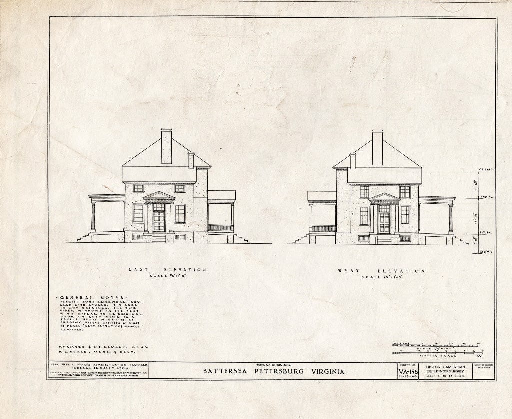 Blueprint HABS VA,27-PET,3- (Sheet 5 of 19) - Battersea, 793 Appomattox Street, Petersburg, Petersburg, VA