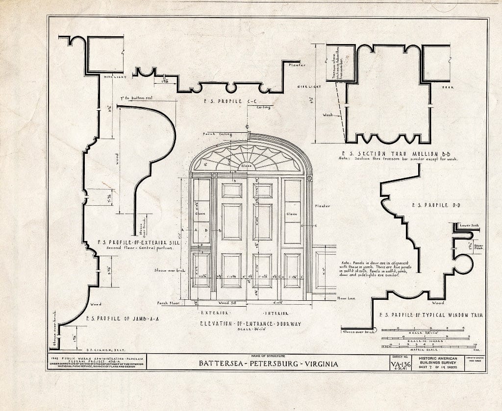 Blueprint HABS VA,27-PET,3- (Sheet 7 of 19) - Battersea, 793 Appomattox Street, Petersburg, Petersburg, VA