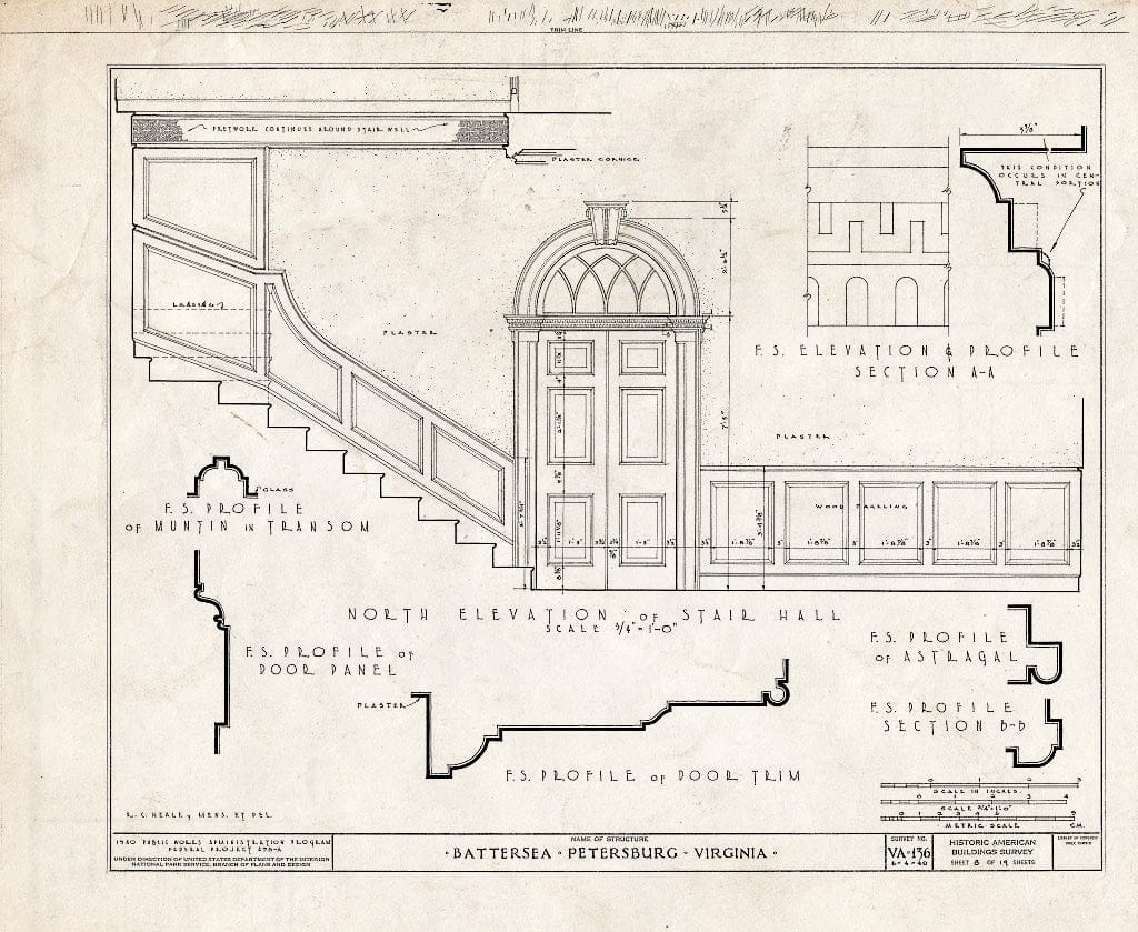 Blueprint HABS VA,27-PET,3- (Sheet 8 of 19) - Battersea, 793 Appomattox Street, Petersburg, Petersburg, VA