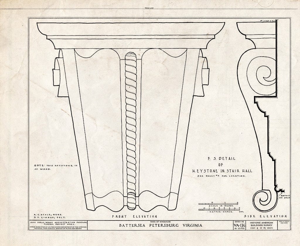Blueprint HABS VA,27-PET,3- (Sheet 9 of 19) - Battersea, 793 Appomattox Street, Petersburg, Petersburg, VA