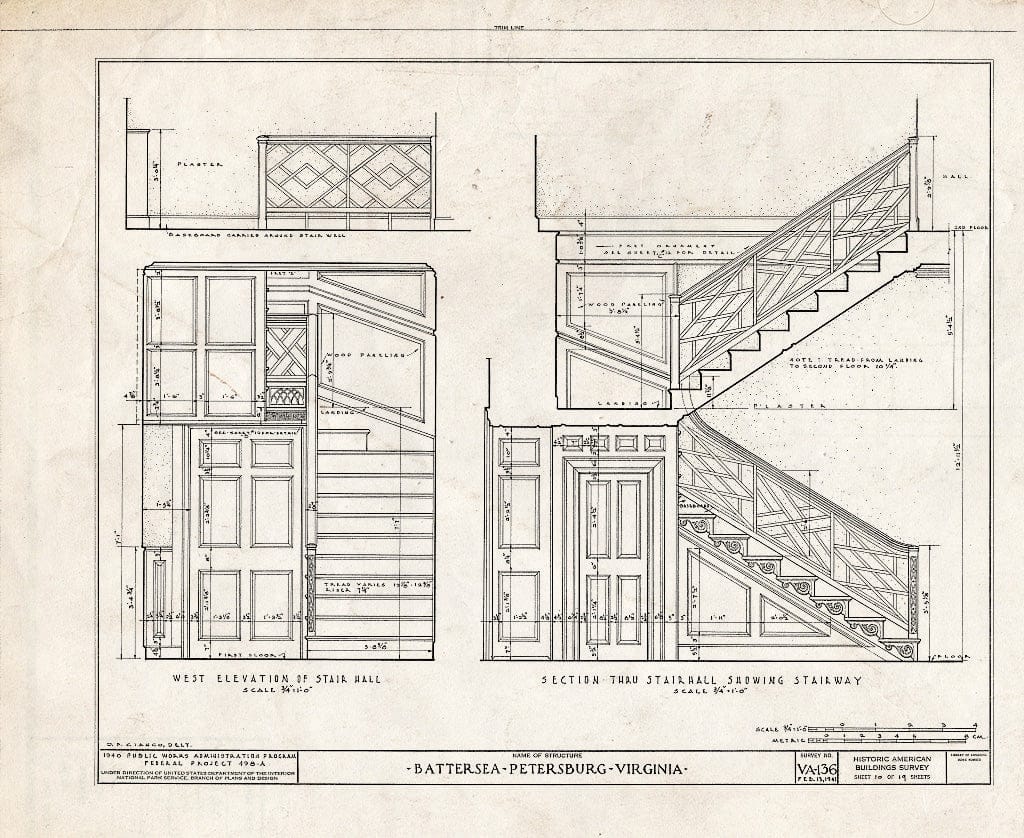 Blueprint HABS VA,27-PET,3- (Sheet 10 of 19) - Battersea, 793 Appomattox Street, Petersburg, Petersburg, VA