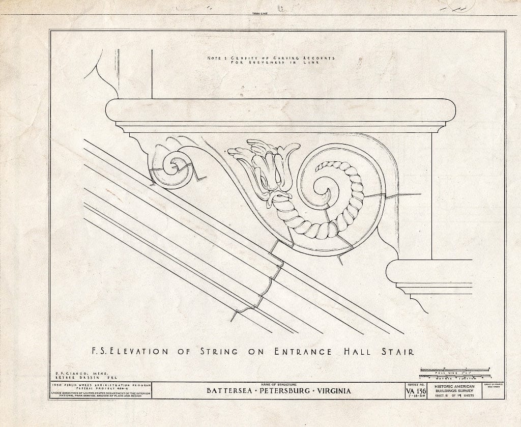 Blueprint HABS VA,27-PET,3- (Sheet 11 of 19) - Battersea, 793 Appomattox Street, Petersburg, Petersburg, VA