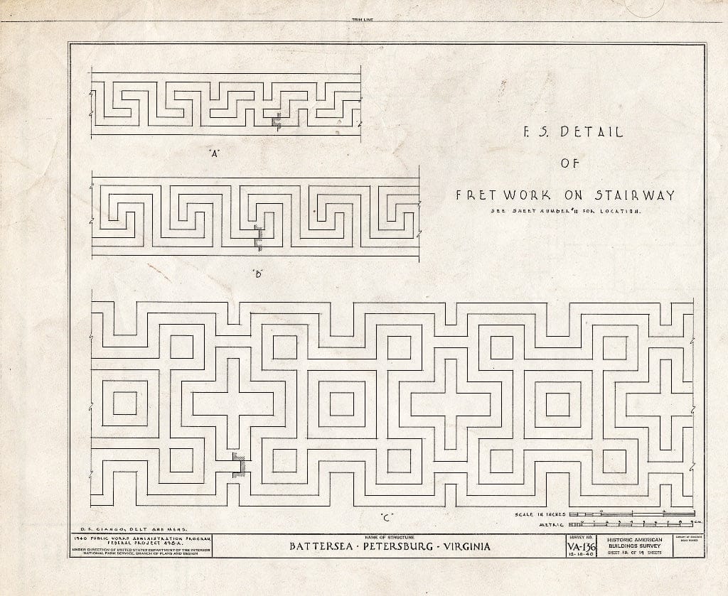 Blueprint HABS VA,27-PET,3- (Sheet 12 of 19) - Battersea, 793 Appomattox Street, Petersburg, Petersburg, VA