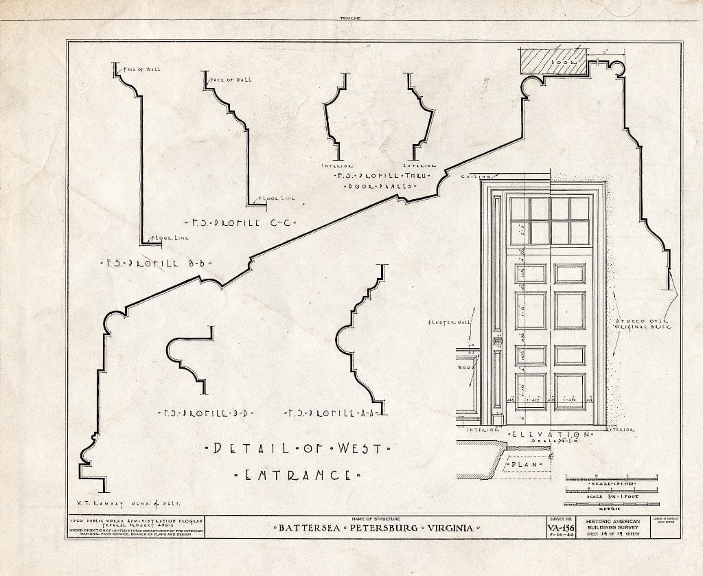Blueprint HABS VA,27-PET,3- (Sheet 14 of 19) - Battersea, 793 Appomattox Street, Petersburg, Petersburg, VA