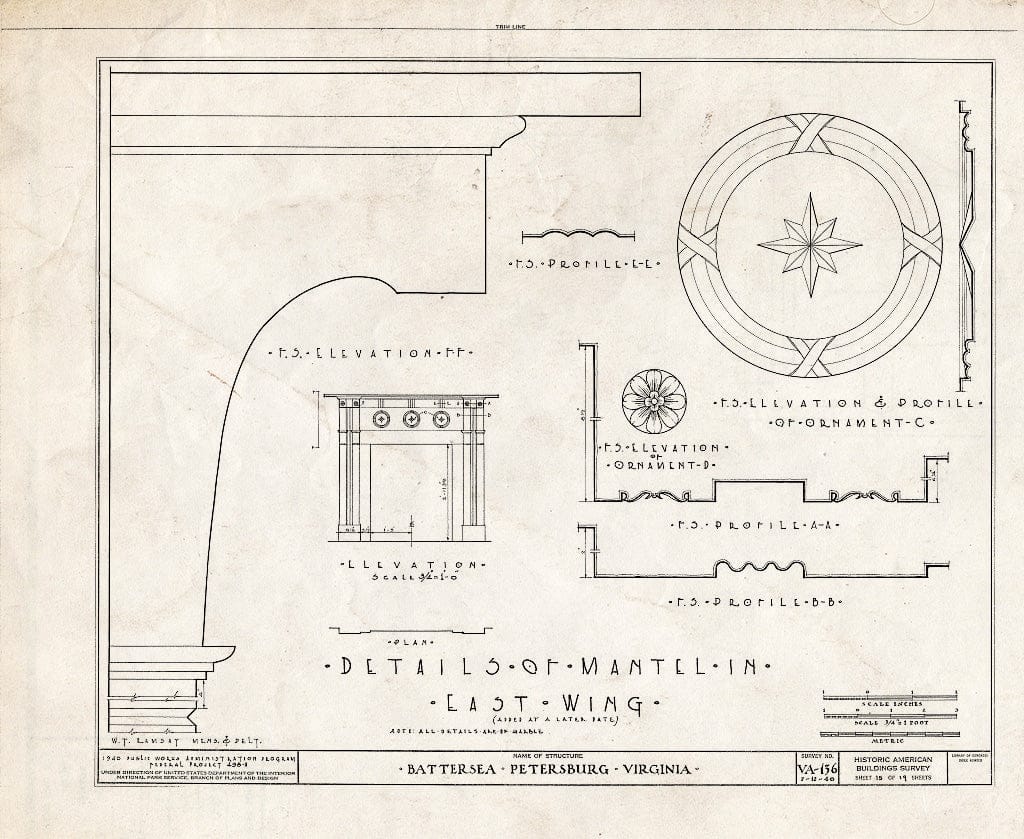 Blueprint HABS VA,27-PET,3- (Sheet 15 of 19) - Battersea, 793 Appomattox Street, Petersburg, Petersburg, VA