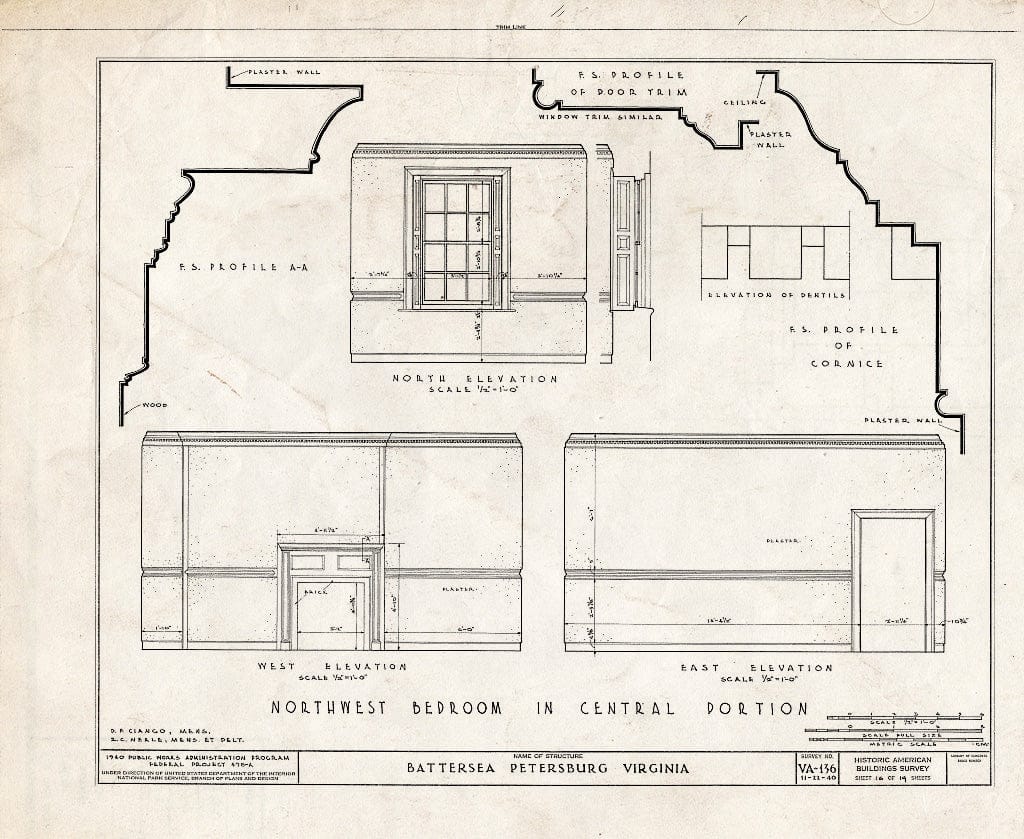 Blueprint HABS VA,27-PET,3- (Sheet 16 of 19) - Battersea, 793 Appomattox Street, Petersburg, Petersburg, VA