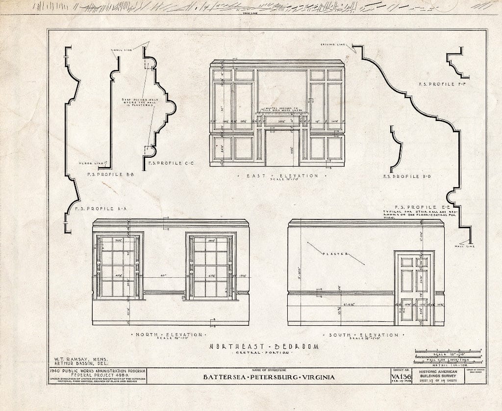 Blueprint HABS VA,27-PET,3- (Sheet 17 of 19) - Battersea, 793 Appomattox Street, Petersburg, Petersburg, VA