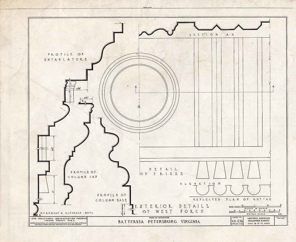 Blueprint HABS VA,27-PET,3- (Sheet 18 of 19) - Battersea, 793 Appomattox Street, Petersburg, Petersburg, VA