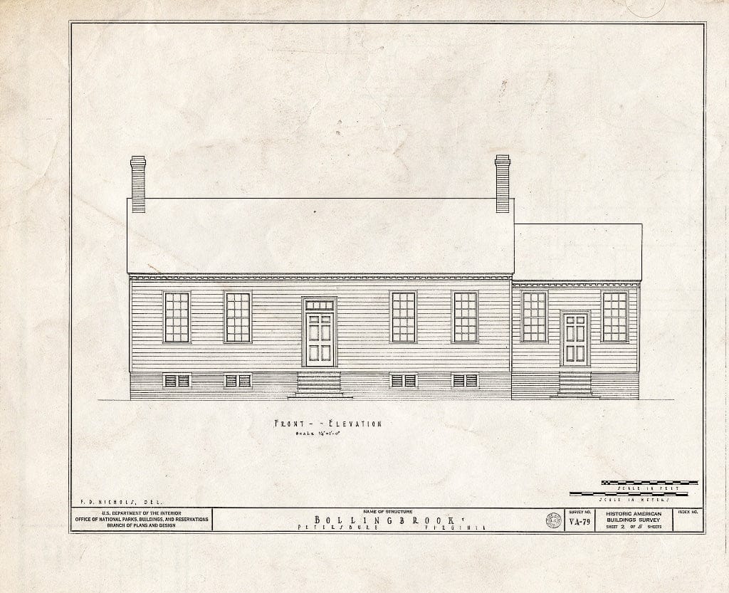 Blueprint HABS VA,27-PET,8- (Sheet 2 of 5) - Bollingbrook, Franklin, Madison & Jefferson Streets Vicinity, Petersburg, Petersburg, VA