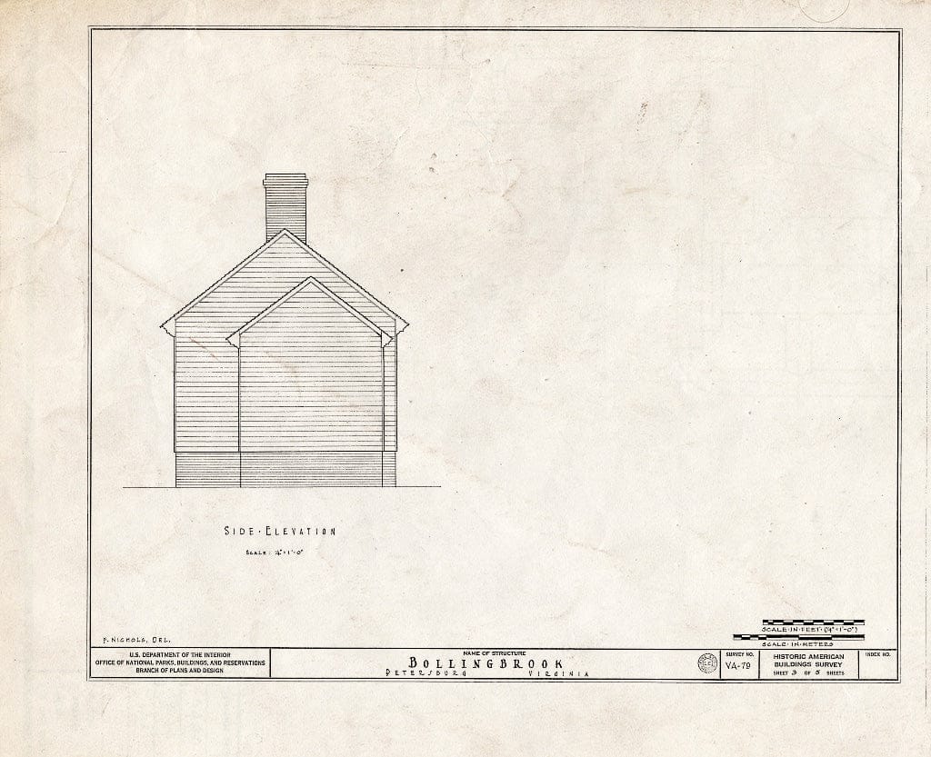 Blueprint HABS VA,27-PET,8- (Sheet 3 of 5) - Bollingbrook, Franklin, Madison & Jefferson Streets Vicinity, Petersburg, Petersburg, VA