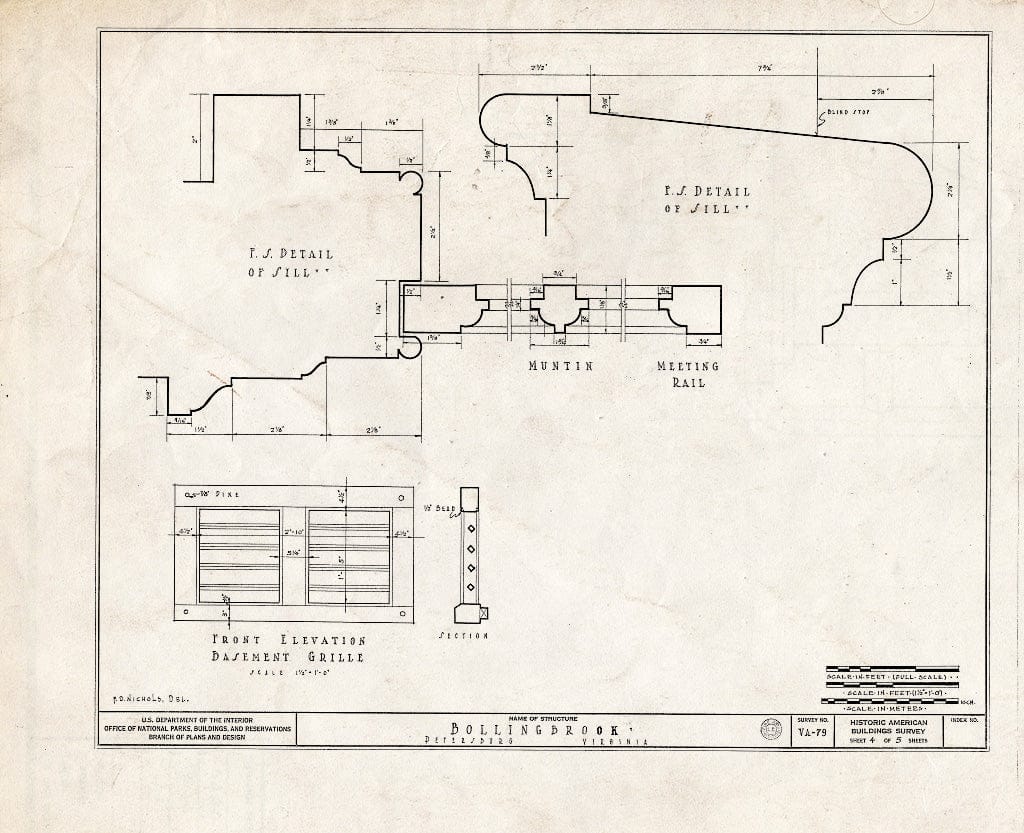 Blueprint HABS VA,27-PET,8- (Sheet 4 of 5) - Bollingbrook, Franklin, Madison & Jefferson Streets Vicinity, Petersburg, Petersburg, VA