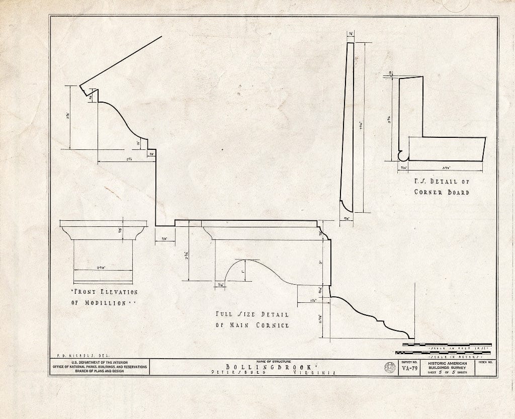 Blueprint HABS VA,27-PET,8- (Sheet 5 of 5) - Bollingbrook, Franklin, Madison & Jefferson Streets Vicinity, Petersburg, Petersburg, VA
