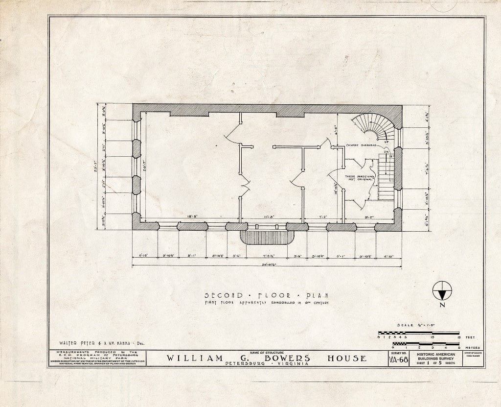 Blueprint HABS VA,27-PET,7- (Sheet 1 of 5) - William H. Bowers House, 254 North Sycamore Street, Petersburg, Petersburg, VA