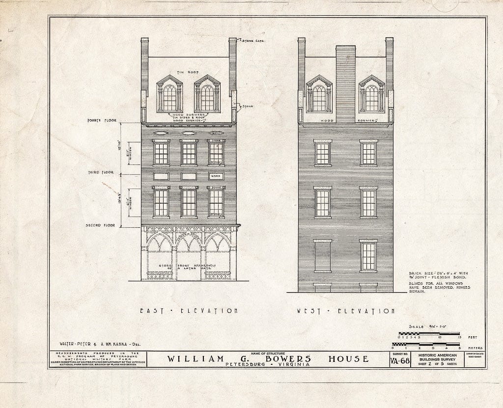Blueprint HABS VA,27-PET,7- (Sheet 2 of 5) - William H. Bowers House, 254 North Sycamore Street, Petersburg, Petersburg, VA