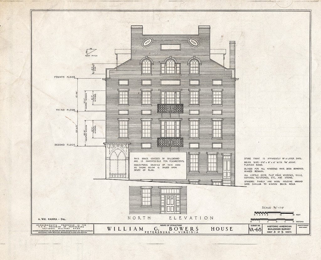Blueprint HABS VA,27-PET,7- (Sheet 3 of 5) - William H. Bowers House, 254 North Sycamore Street, Petersburg, Petersburg, VA
